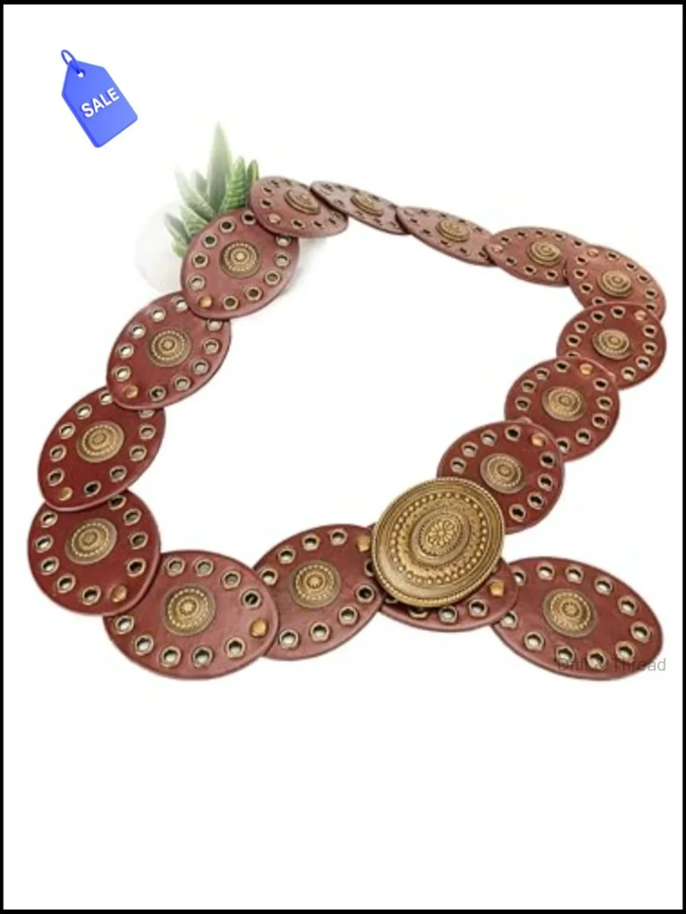 Boho Western Wide PU Leather Disc Belt for Women